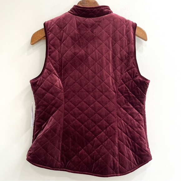 Chico's Quilted Velvet Vest Plum Wine Maroon Size 1 US Small NWT - Picture 5 of 8